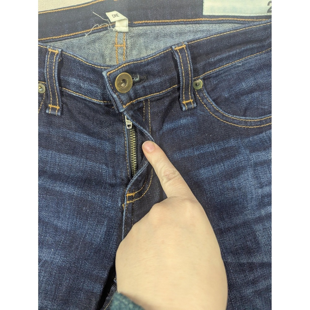 Rag & Bone Dre Jeans Womens 26 Blue Dark Wash Mid Rise Raw Hem USA Stretch - Picture 5 of 16
